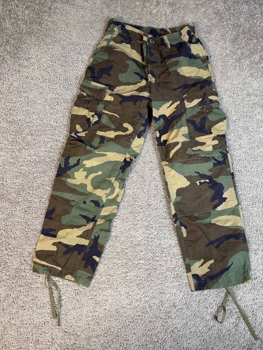 PROPPER Combat Trousers Small Short Woodland Camo Cargo 100% Cotton Made In USA